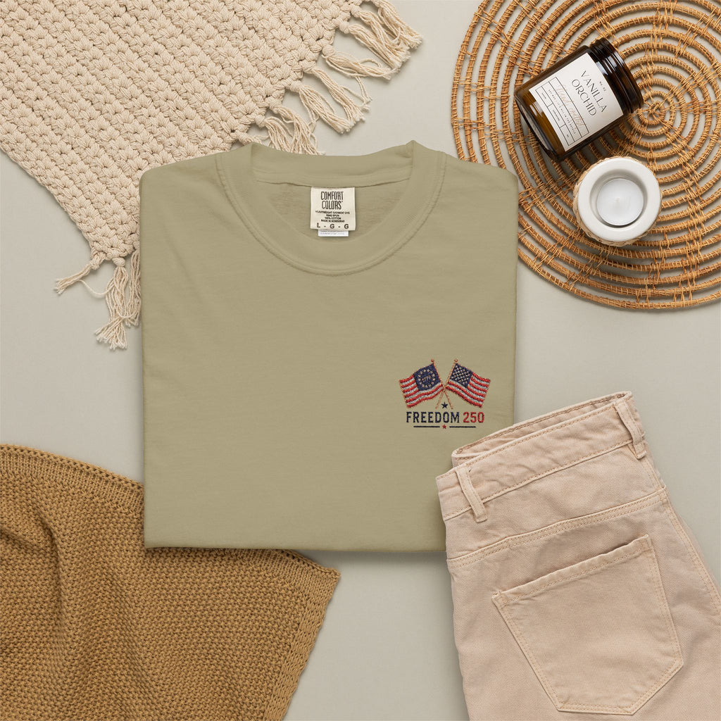 Freedom 250 Embroidered Flag Tee | King Thread Co.