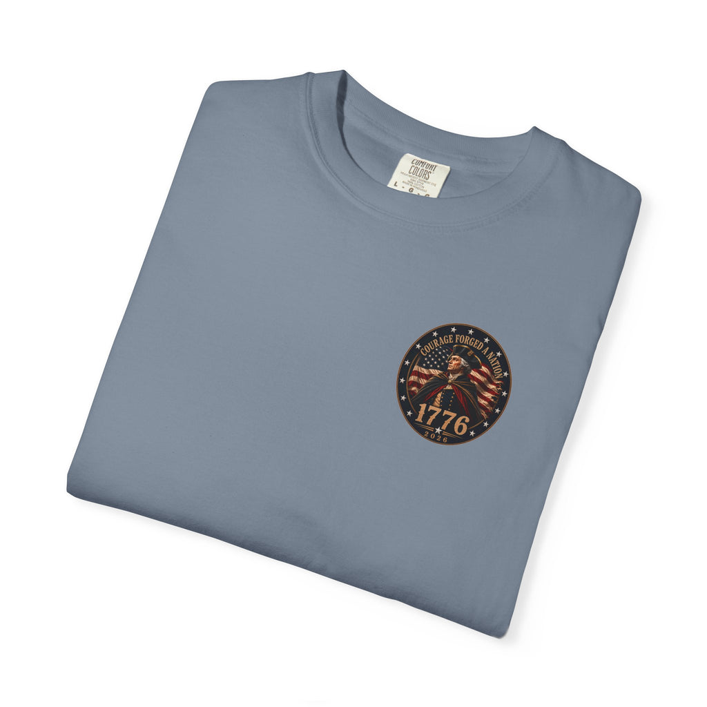 Courage Forged a Nation T-Shirt — 1776•2026 Patriotic George Washington Crossing the Delaware
