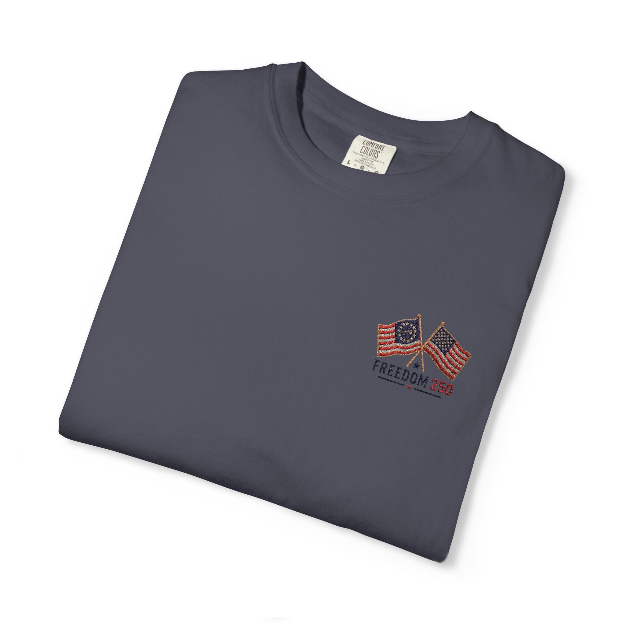 Freedom 250 Embroidered Flag Tee | King Thread Co.