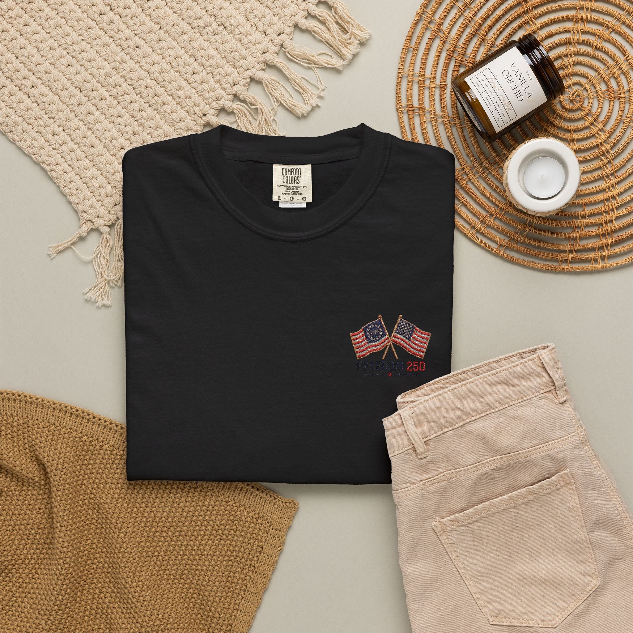 Freedom 250 Embroidered Flag Tee | King Thread Co.