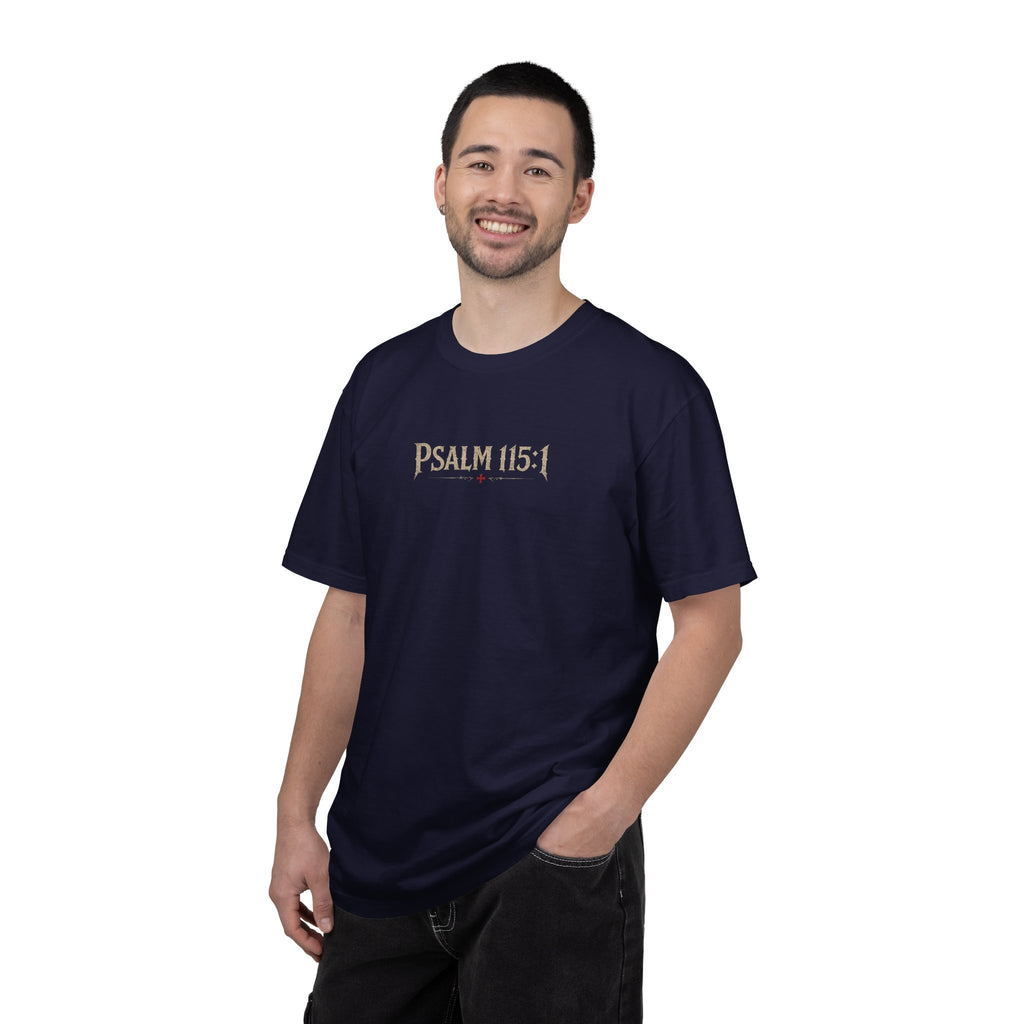 Christian Crusader T-Shirt — "Deus Vult" Psalm 115:1 Graphic Tee