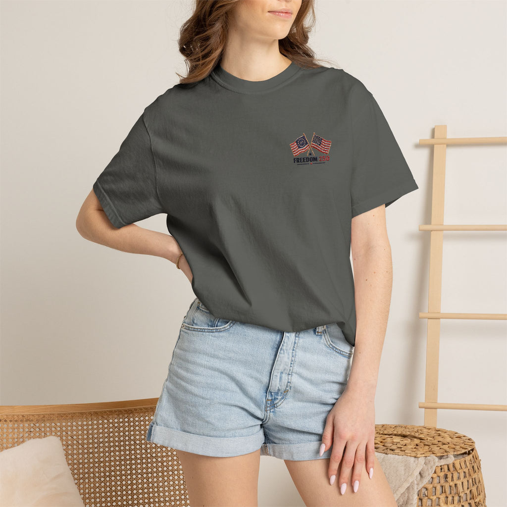 Freedom 250 Embroidered Flag Tee | King Thread Co.