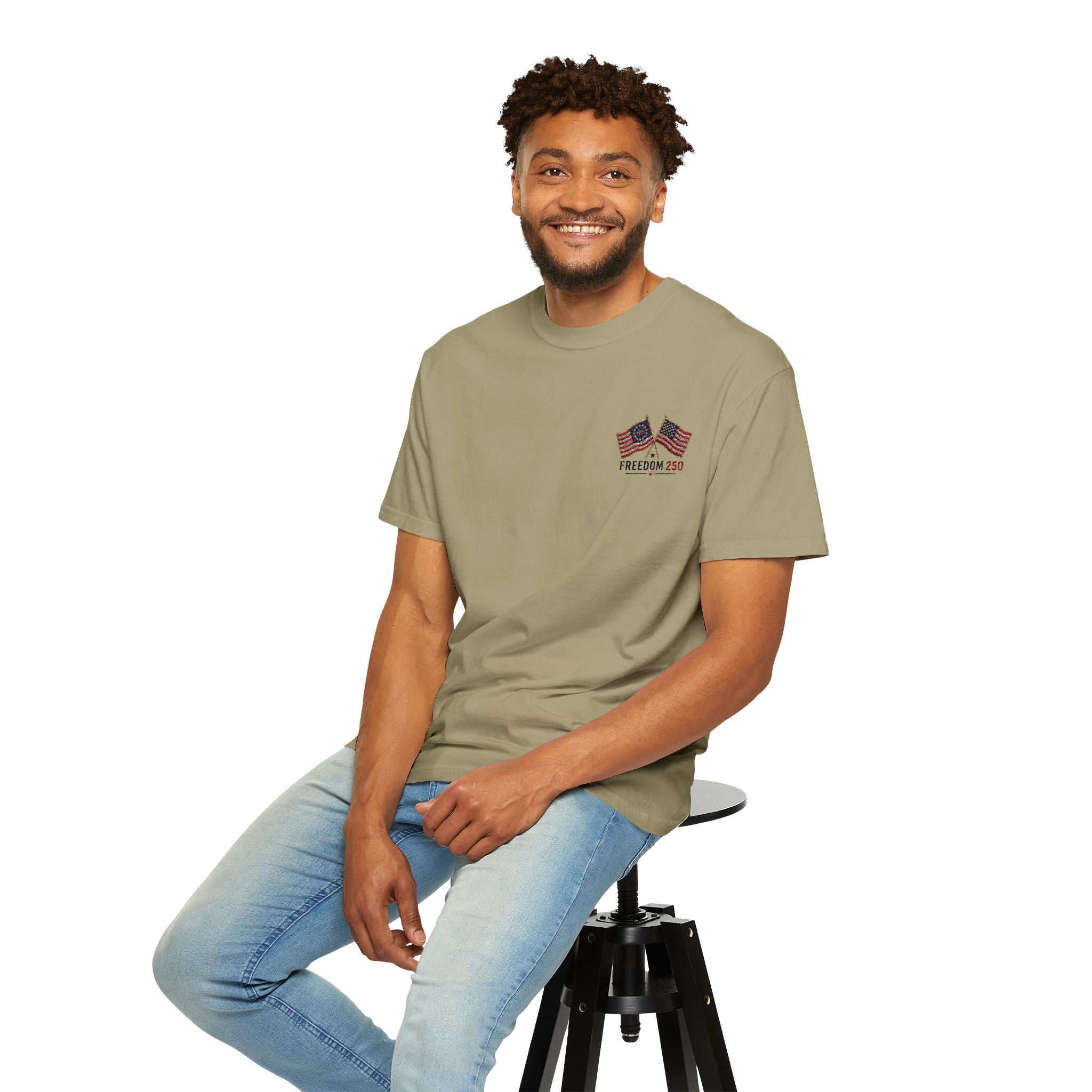 Freedom 250 Embroidered Flag Tee | King Thread Co.
