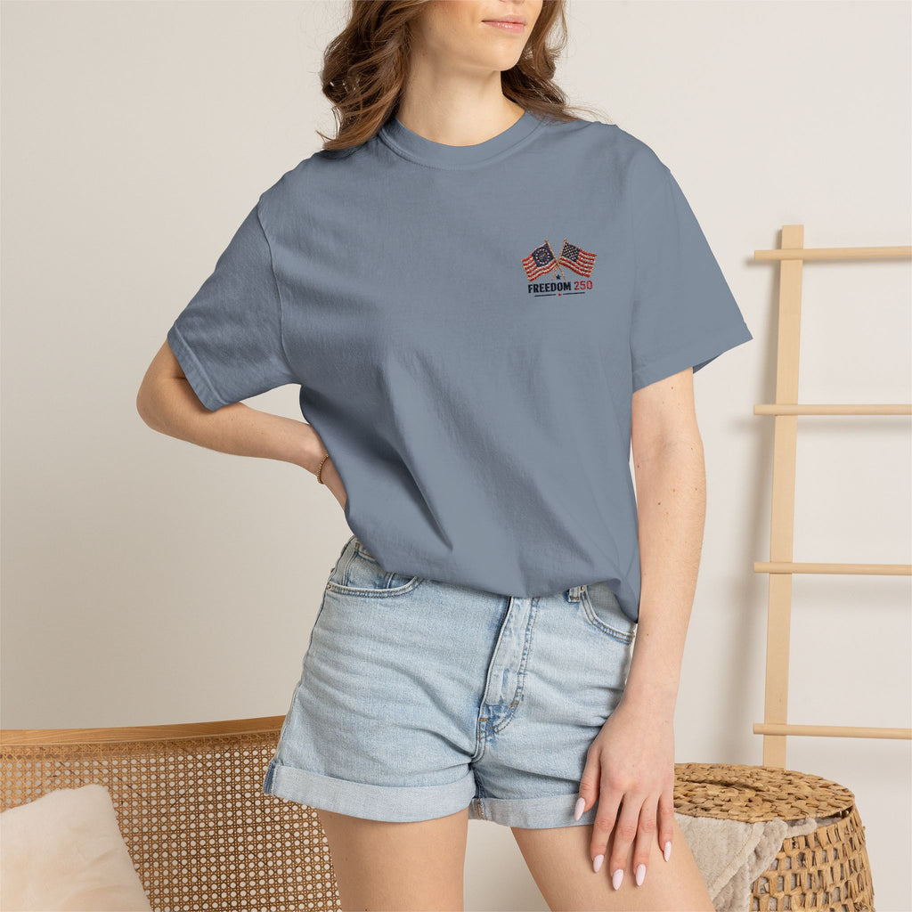 Freedom 250 Embroidered Flag Tee | King Thread Co.