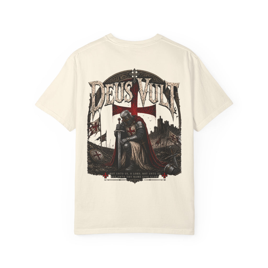 Christian Crusader T-Shirt — "Deus Vult" Psalm 115:1 Graphic Tee