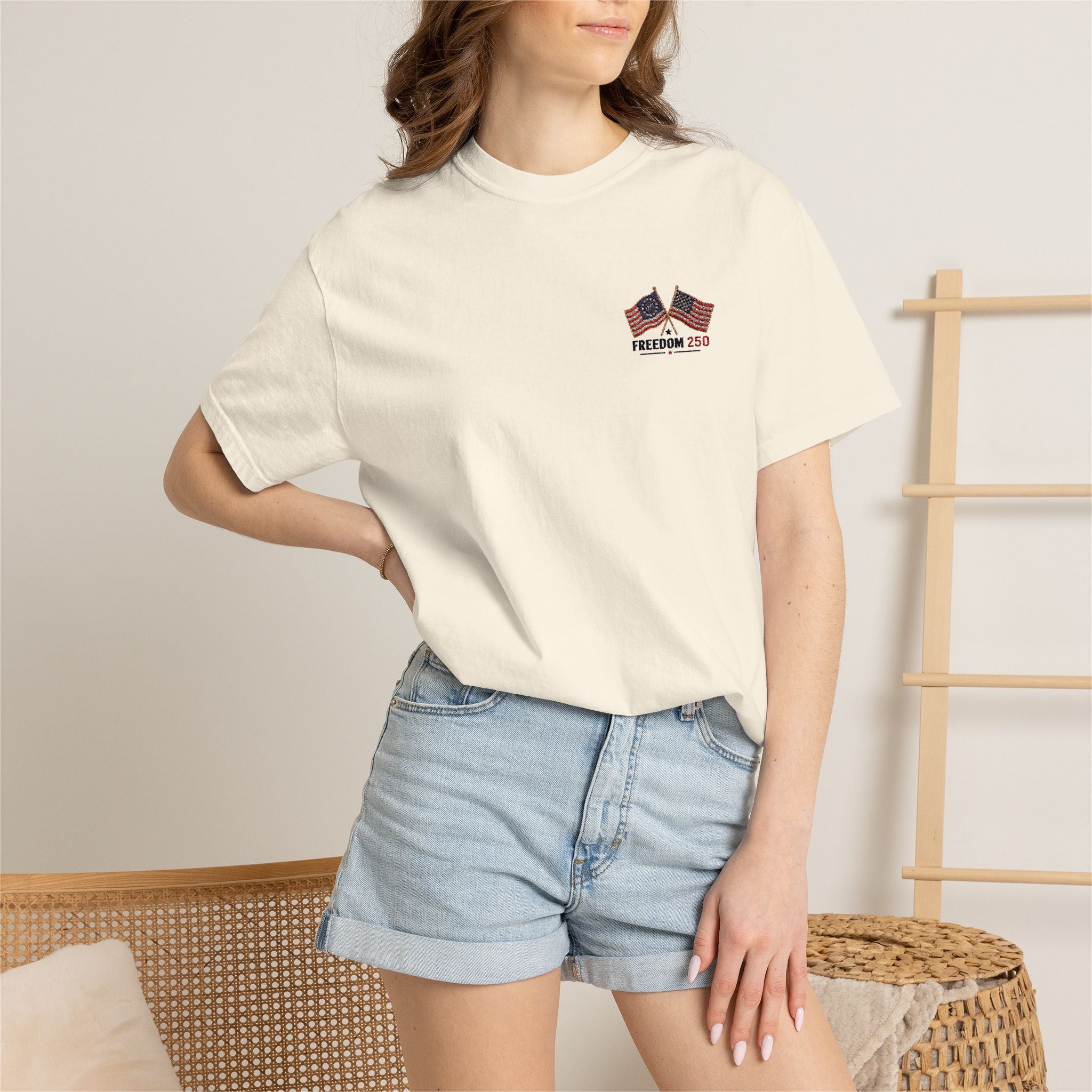 Freedom 250 Embroidered Flag Tee | King Thread Co.