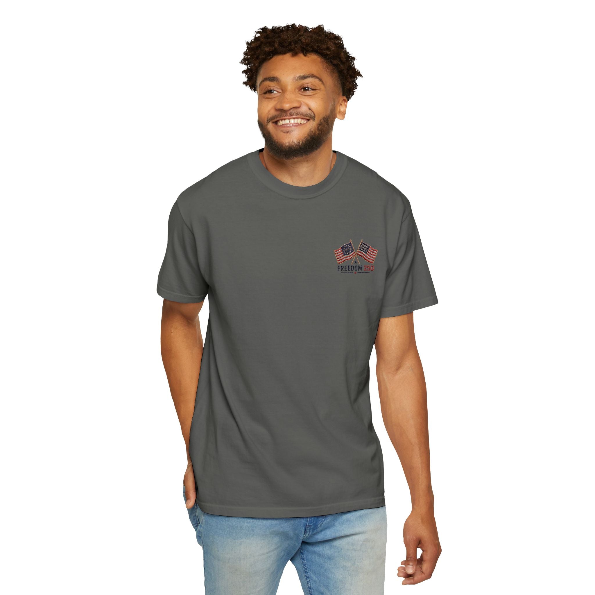 Freedom 250 Embroidered Flag Tee | King Thread Co.