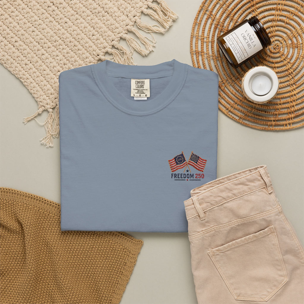 Freedom 250 Embroidered Flag Tee | King Thread Co.