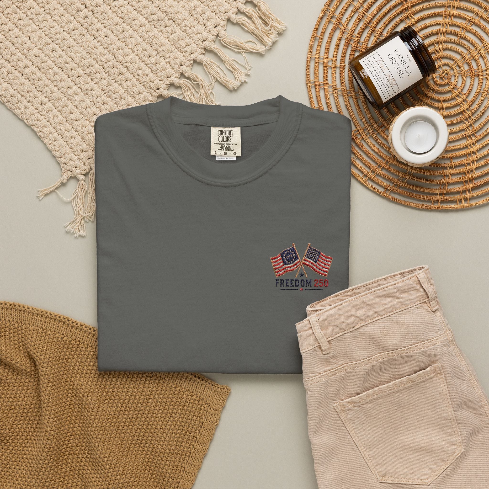 Freedom 250 Embroidered Flag Tee | King Thread Co.