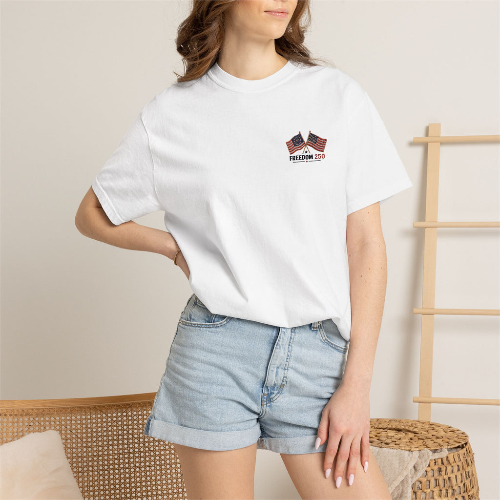 Freedom 250 Embroidered Flag Tee | King Thread Co.