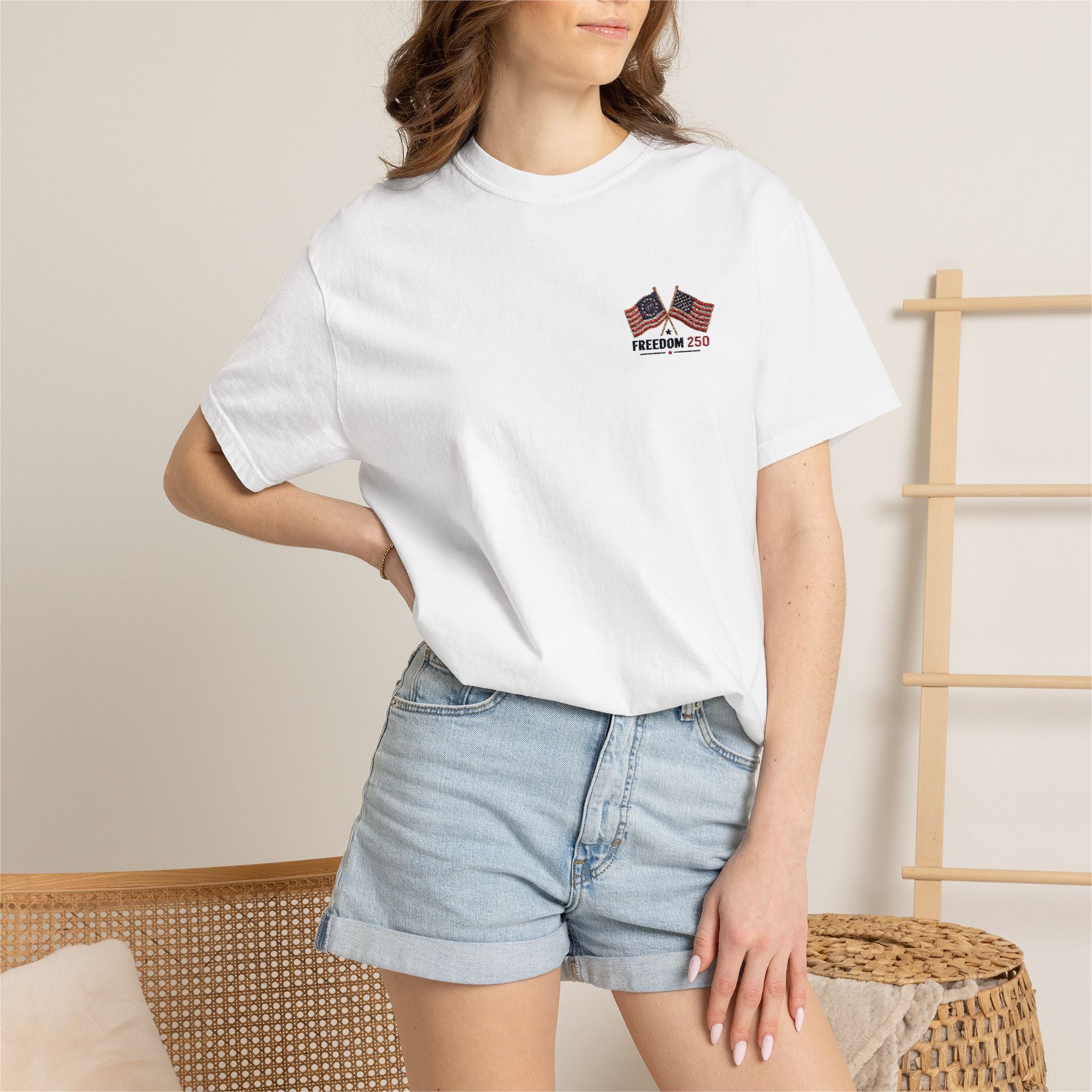 Freedom 250 Embroidered Flag Tee | King Thread Co.
