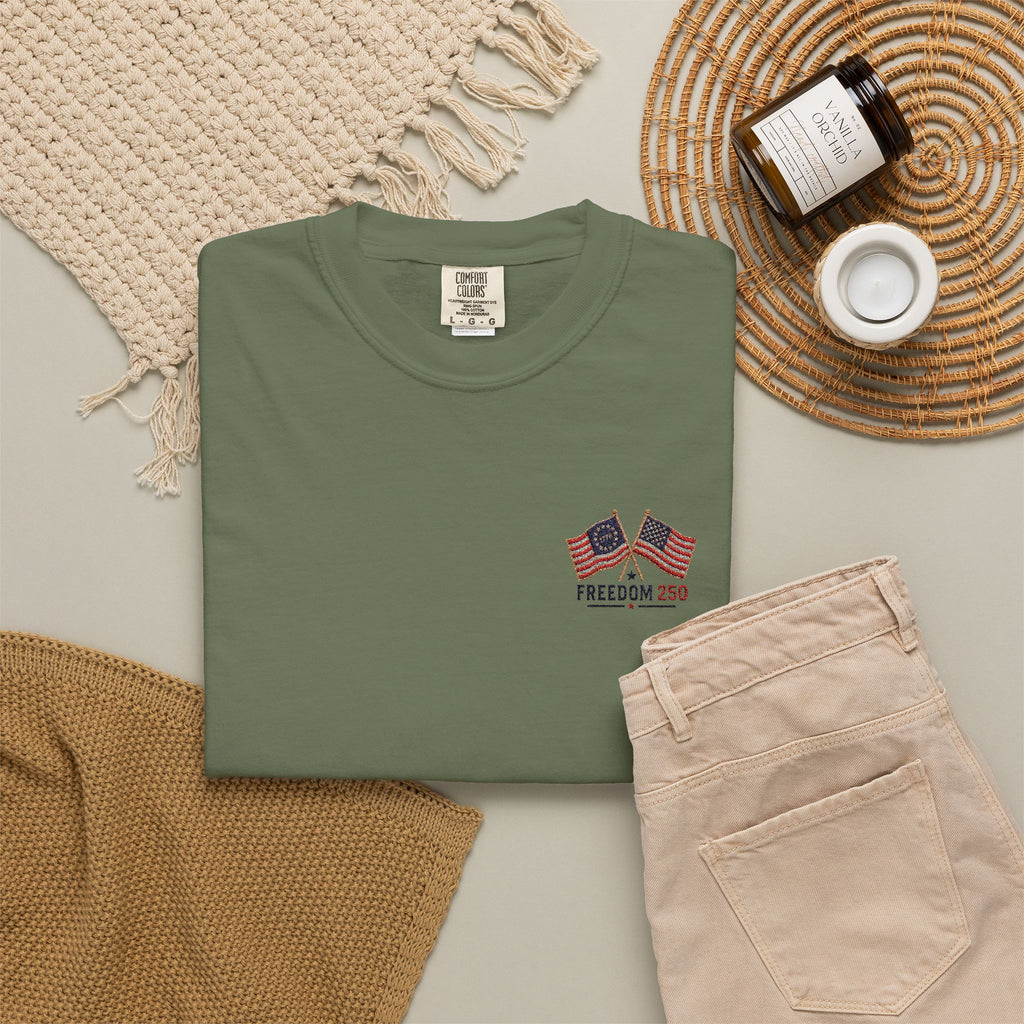 Freedom 250 Embroidered Flag Tee | King Thread Co.