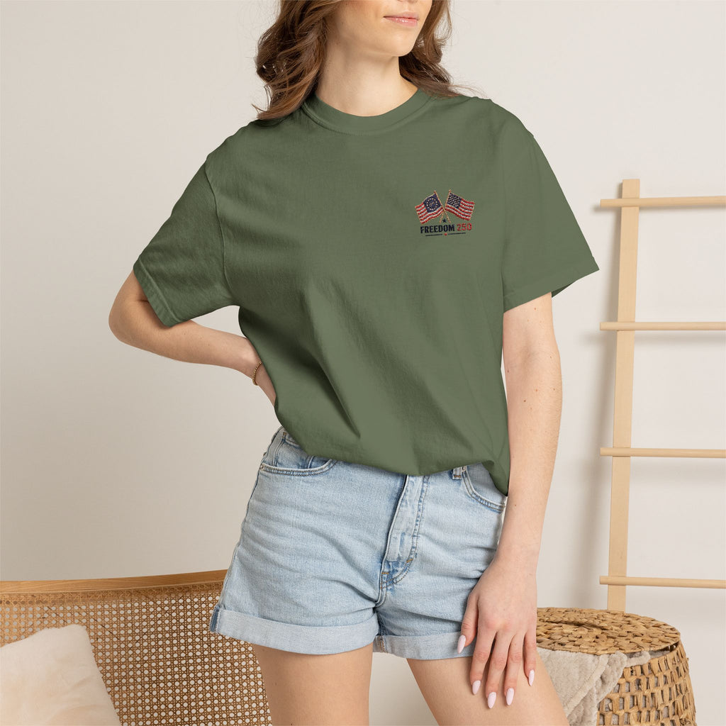 Freedom 250 Embroidered Flag Tee | King Thread Co.