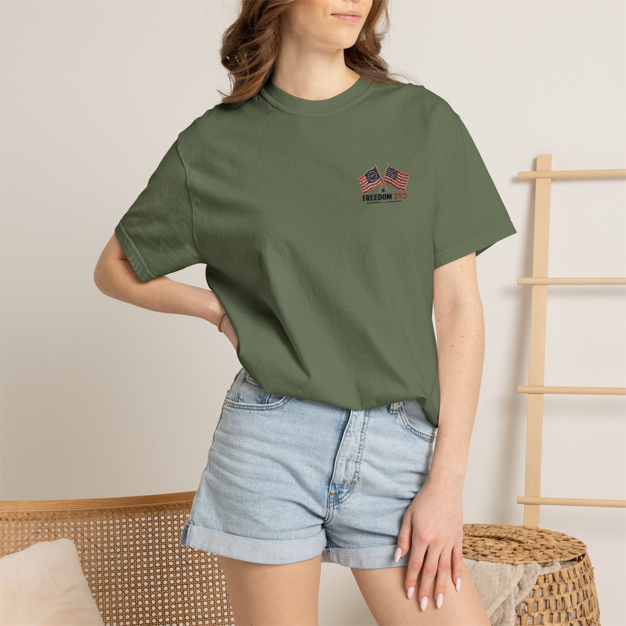 Freedom 250 Embroidered Flag Tee | King Thread Co.