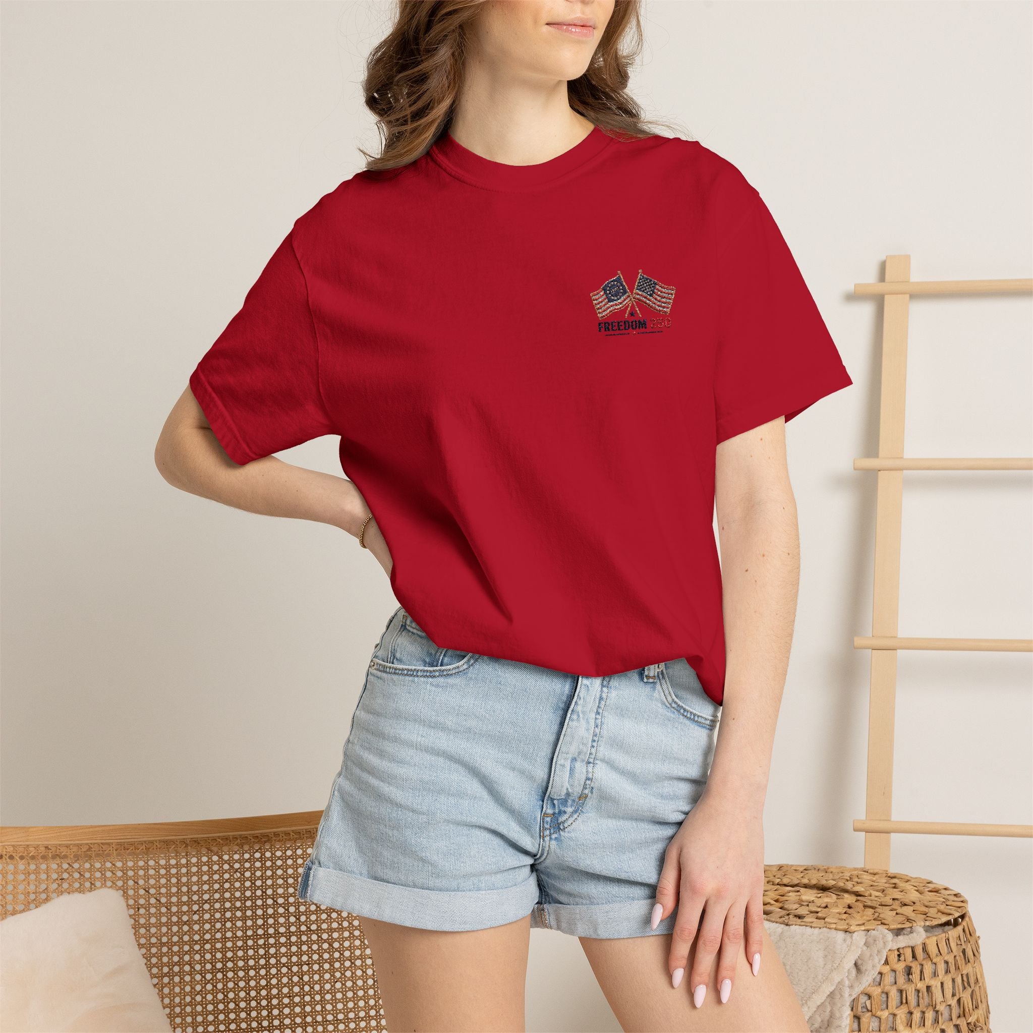 Freedom 250 Embroidered Flag Tee | King Thread Co.