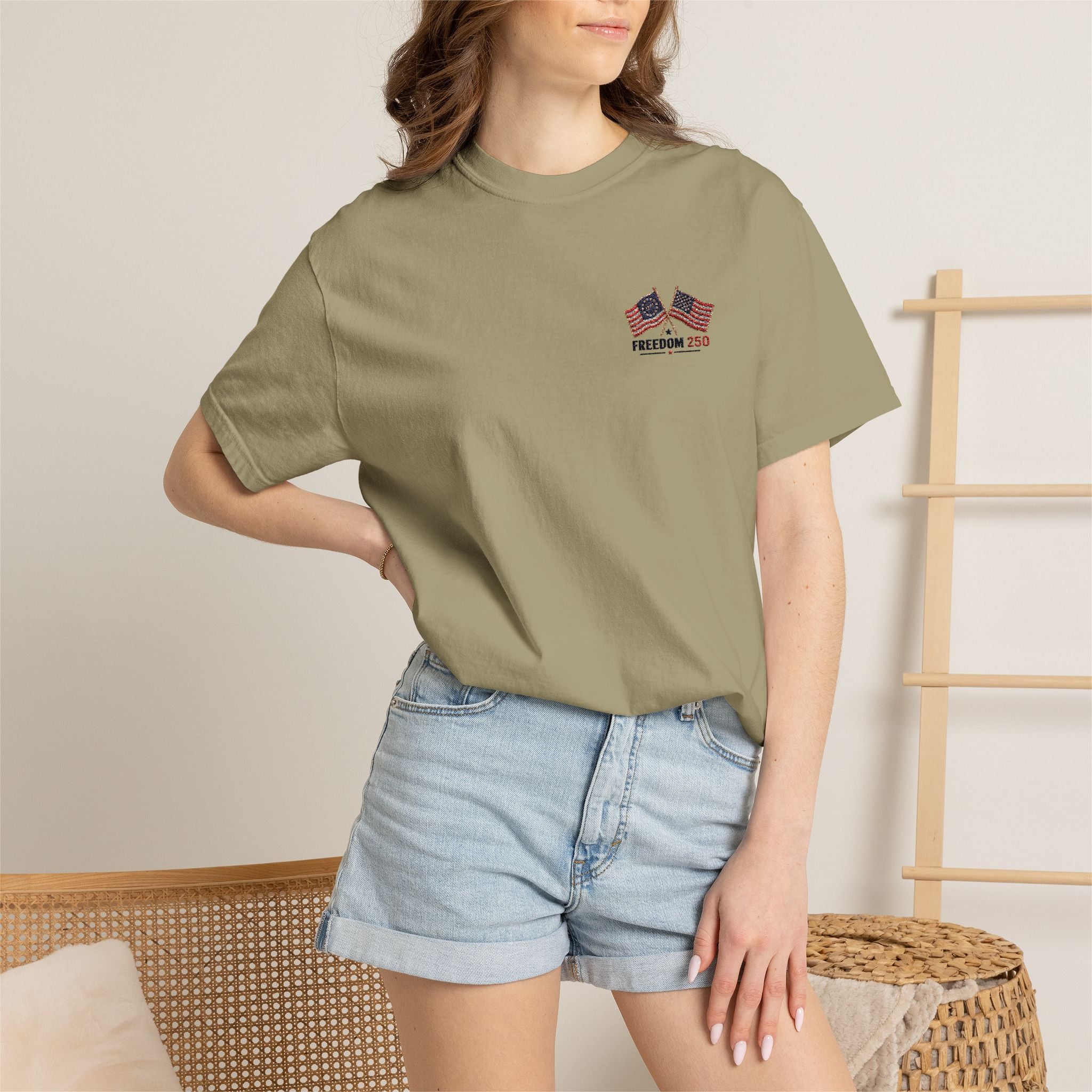 Freedom 250 Embroidered Flag Tee | King Thread Co.