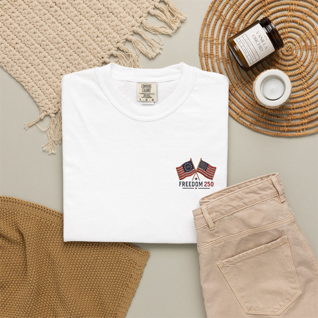 Freedom 250 Embroidered Flag Tee | King Thread Co.