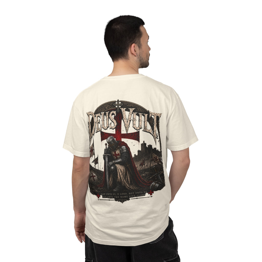 Christian Crusader T-Shirt — "Deus Vult" Psalm 115:1 Graphic Tee