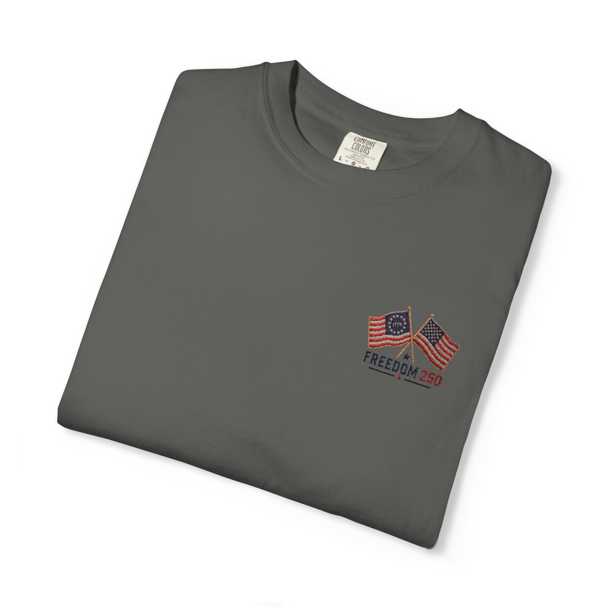 Freedom 250 Embroidered Flag Tee | King Thread Co.