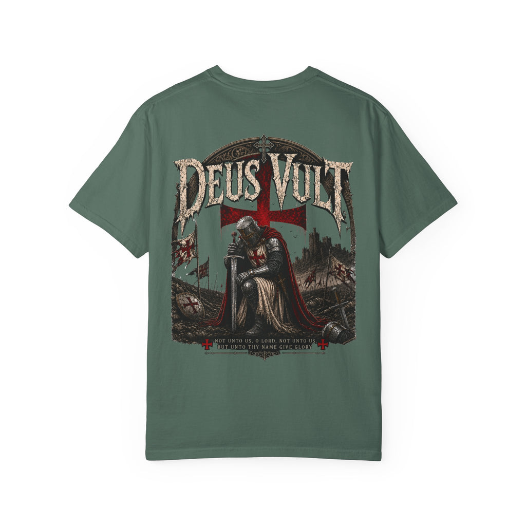 Christian Crusader T-Shirt — "Deus Vult" Psalm 115:1 Graphic Tee