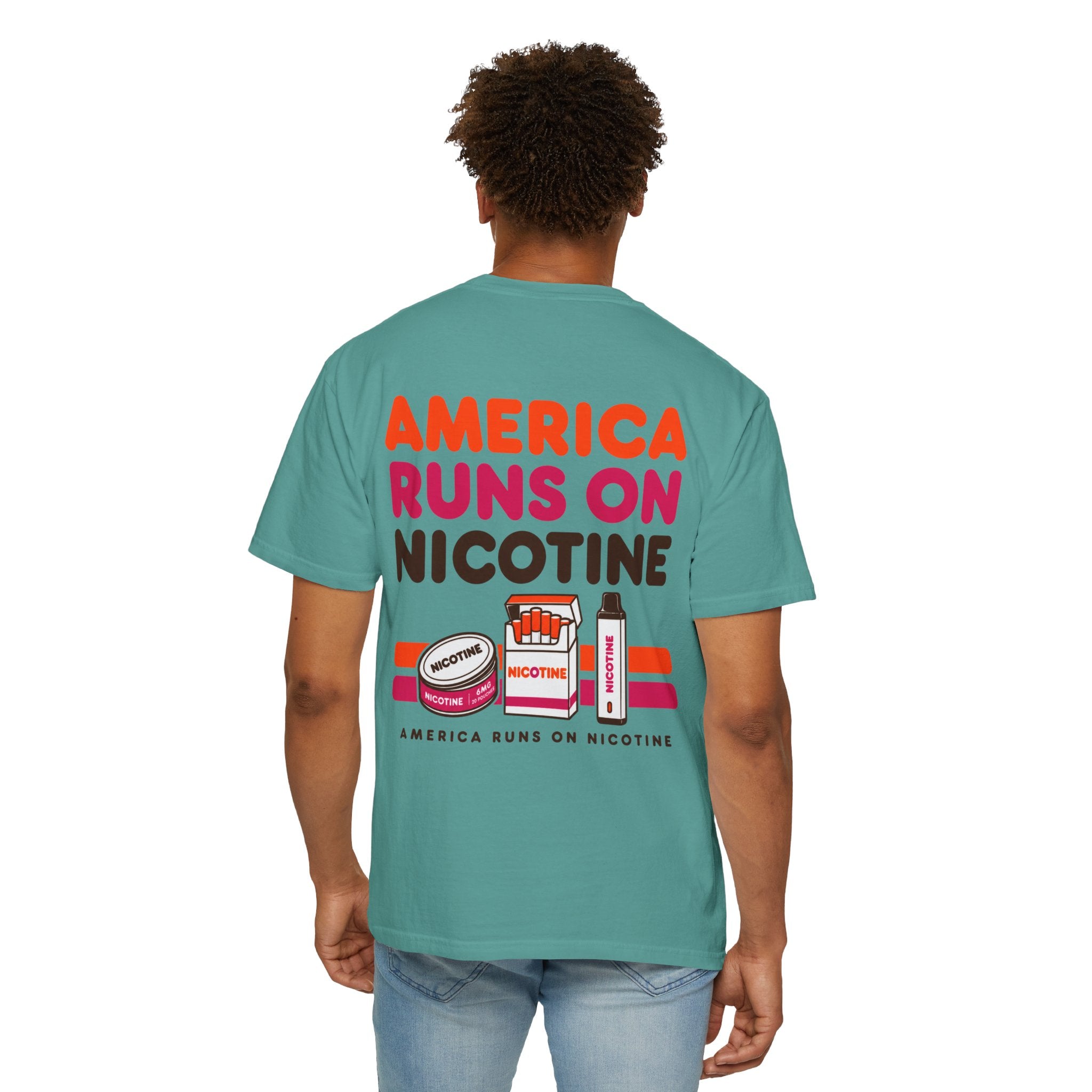 America Runs On Nicotine T-Shirt — Funny Nicotine Meme Tee