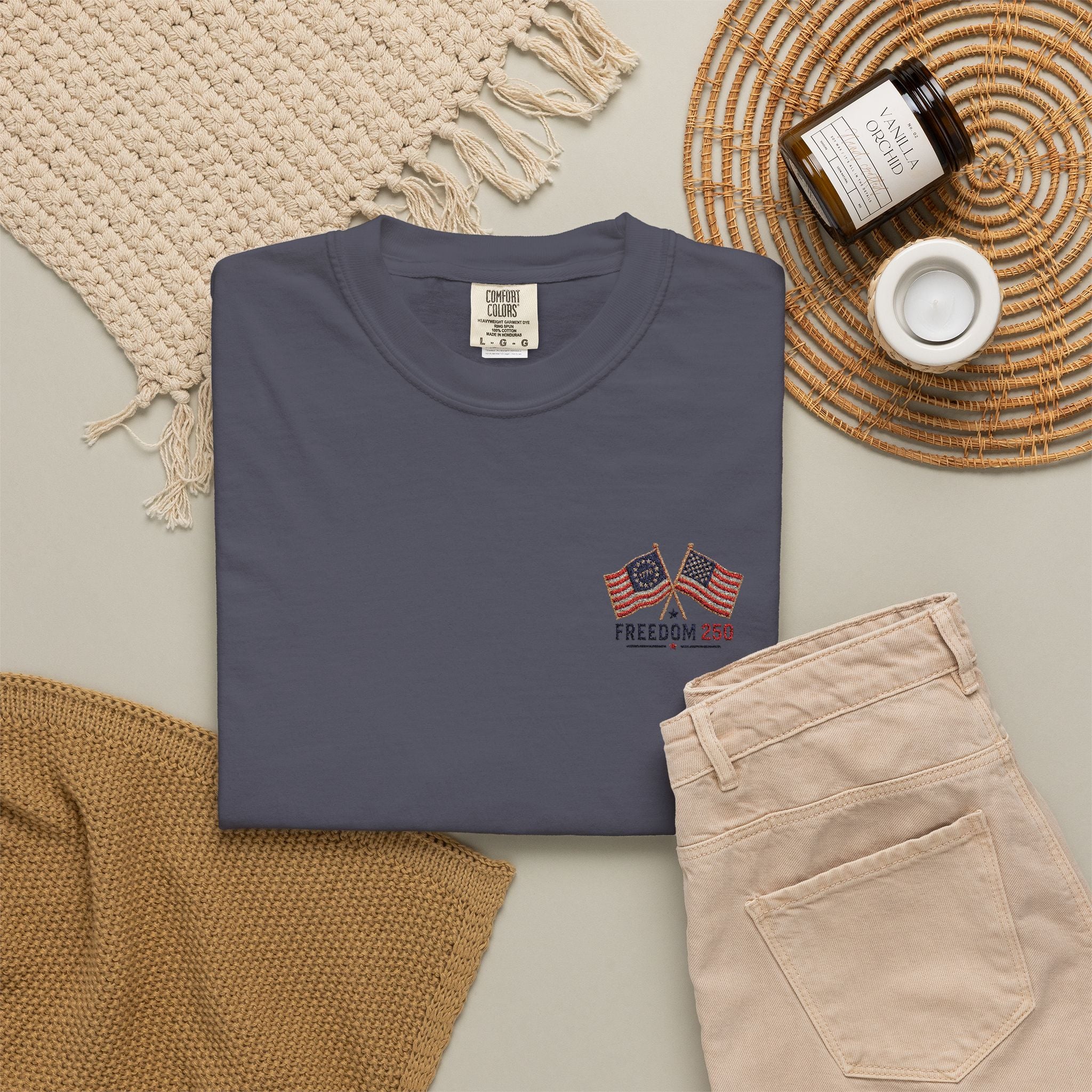 Freedom 250 Embroidered Flag Tee | King Thread Co.