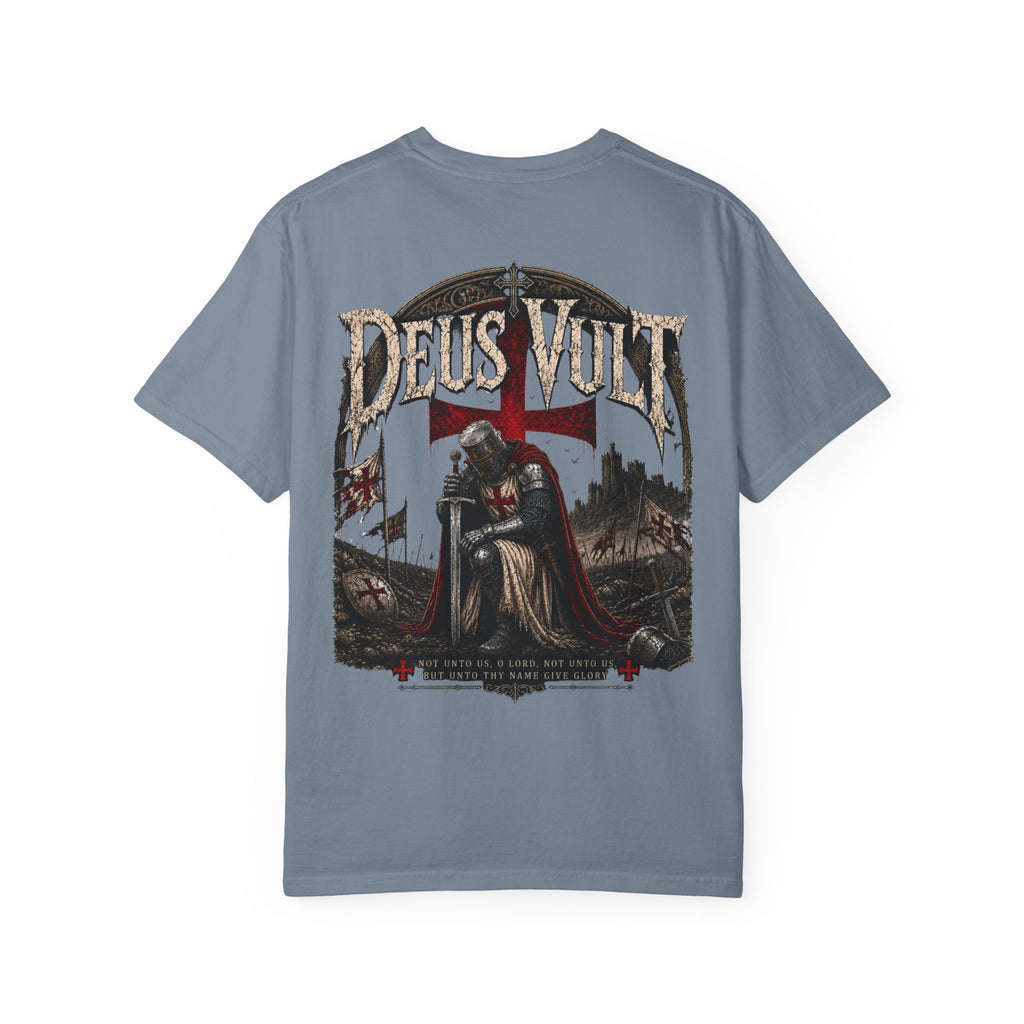 Christian Crusader T-Shirt — "Deus Vult" Psalm 115:1 Graphic Tee