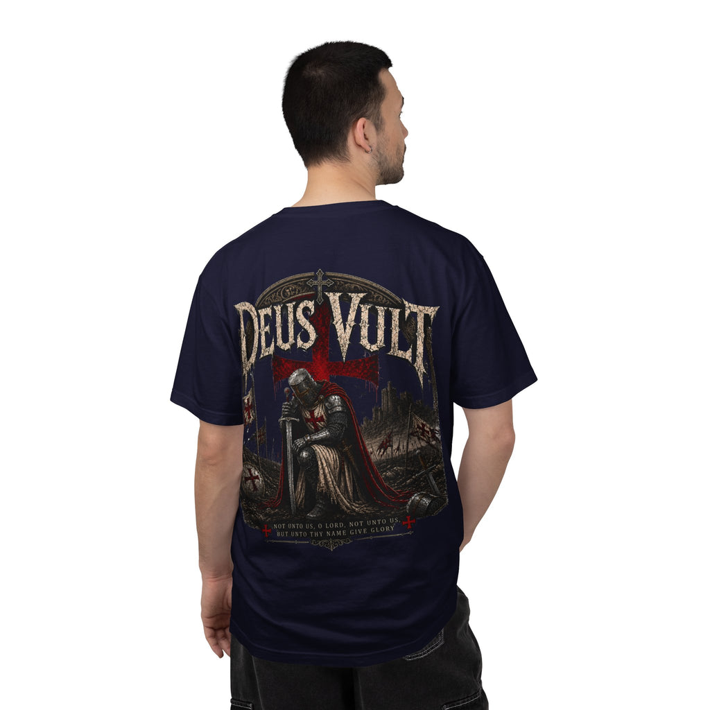Christian Crusader T-Shirt — "Deus Vult" Psalm 115:1 Graphic Tee