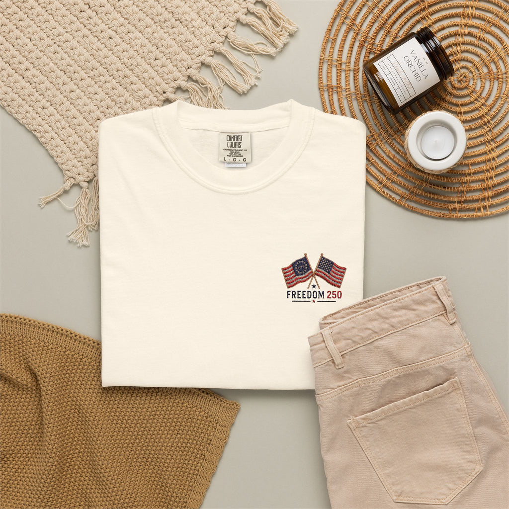 Freedom 250 Embroidered Flag Tee | King Thread Co.