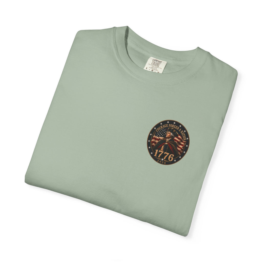 Courage Forged a Nation T-Shirt — 1776•2026 Patriotic George Washington Crossing the Delaware