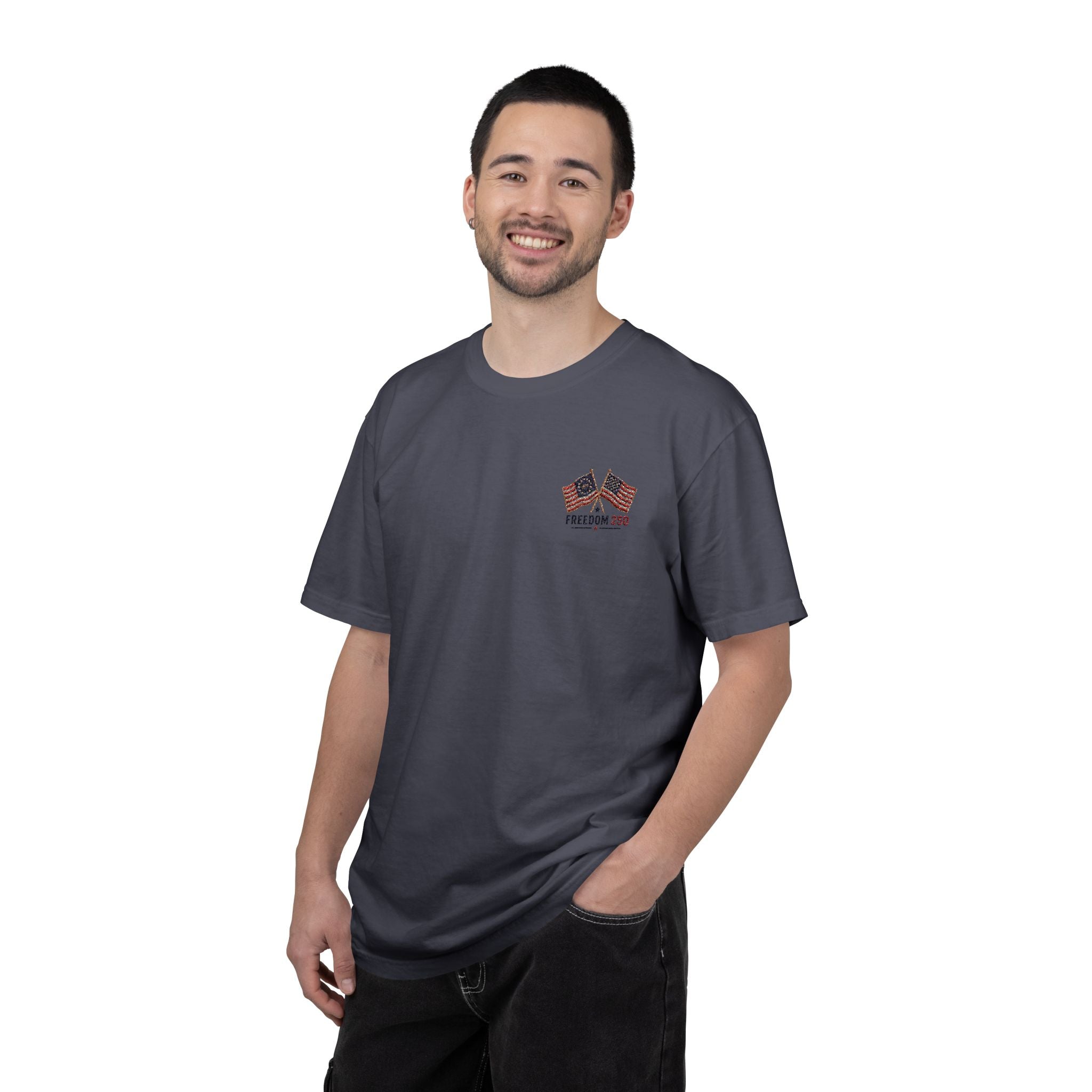 Freedom 250 Embroidered Flag Tee | King Thread Co.
