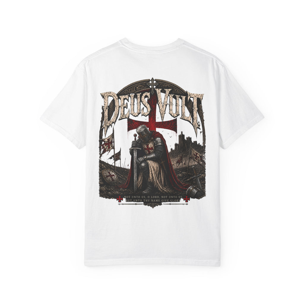 Christian Crusader T-Shirt — "Deus Vult" Psalm 115:1 Graphic Tee